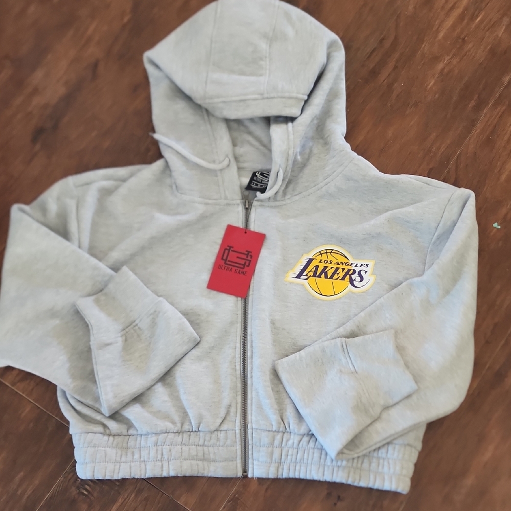 Gray Los Angeles Lakers Zip-Up Hoodie Jacket